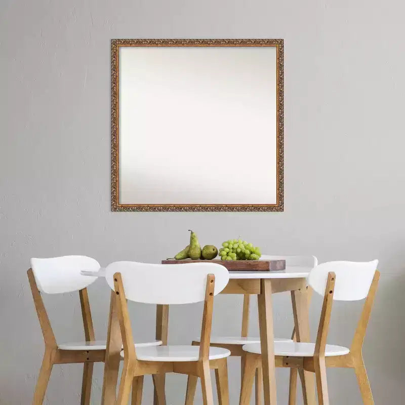 Wood Frame Square Wall Mirror 28"W x 28"H, Reflective Area 26"W x 26"H
