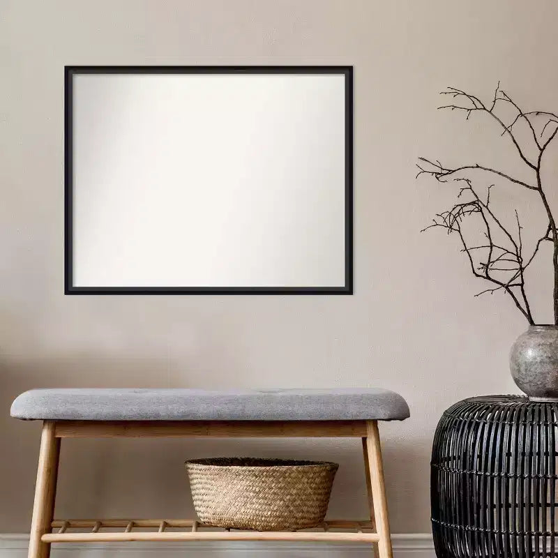 Wood Frame Rectangular Wall Mirror 29"W x 23"H, Reflective Area 28"W x 22"H