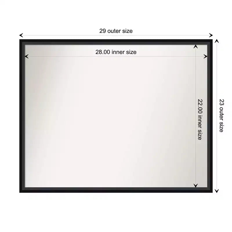 Wood Frame Rectangular Wall Mirror 29"W x 23"H, Reflective Area 28"W x 22"H