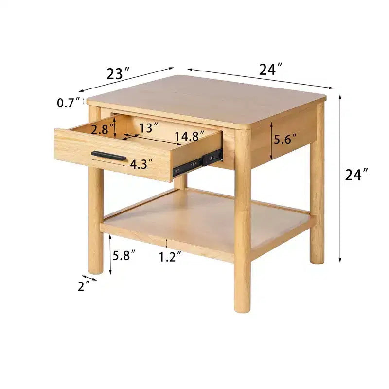MDF End Table with 1 Drawer 24"W x 24"D x 23"H