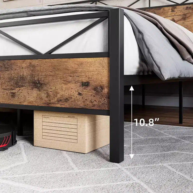 MDF Metal Platform Bed Frame King 80"L x 76"W, 11" Under-Bed Clearance