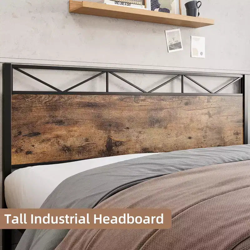 MDF Metal Platform Bed Frame King 80"L x 76"W, 11" Under-Bed Clearance