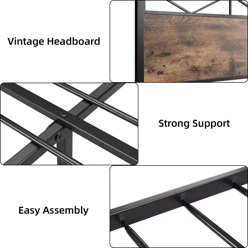 MDF Metal Platform Bed Frame King 80"L x 76"W, 11" Under-Bed Clearance