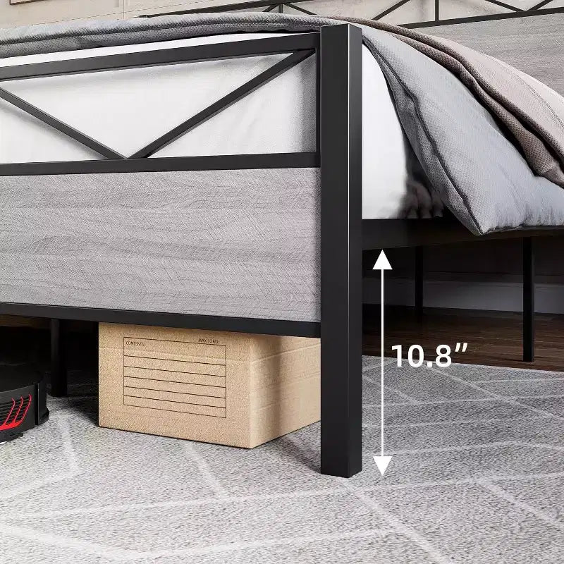 MDF Metal Platform Bed Frame King 80"L x 76"W, 11" Under-Bed Clearance