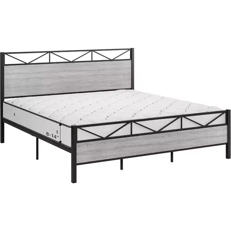 MDF Metal Platform Bed Frame King 80"L x 76"W, 11" Under-Bed Clearance