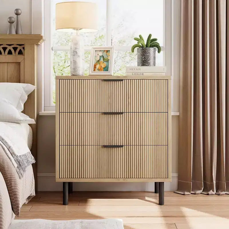 MDF Metal Legs 3-Drawer Dresser 27.6"W x 15.8"D x 29.9"H