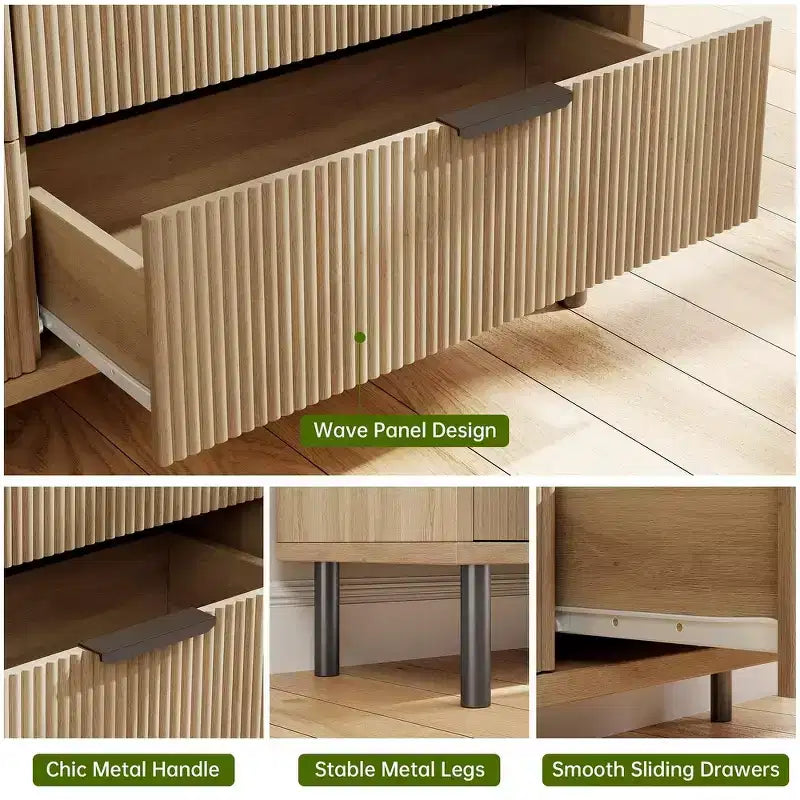 MDF Metal Legs 3-Drawer Dresser 27.6"W x 15.8"D x 29.9"H