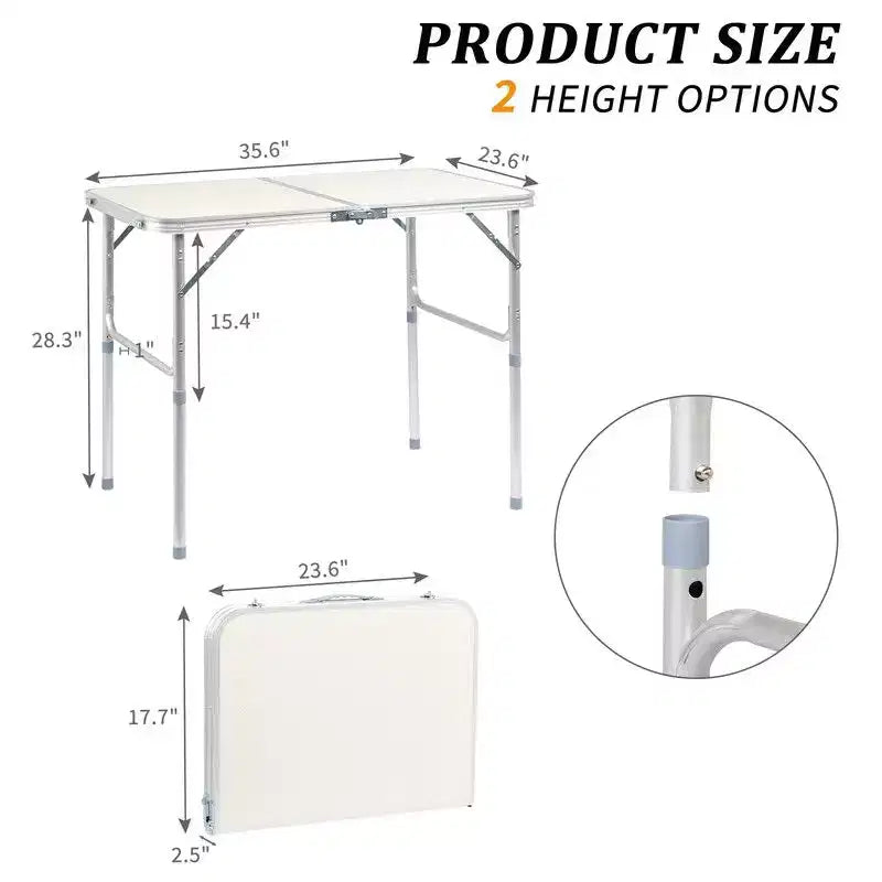 Aluminum Folding Table 35.44"L x 23.63"W x 27.56"H