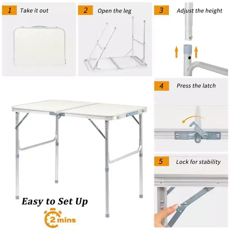 Aluminum Folding Table 35.44"L x 23.63"W x 27.56"H