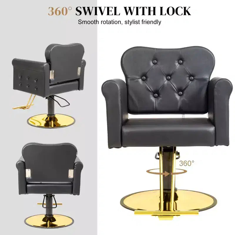 PVC Hydraulic Swivel Salon Chair 27.6"W x 22.8"D x 35.8"H