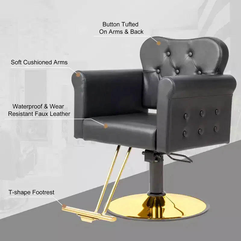 PVC Hydraulic Swivel Salon Chair 27.6"W x 22.8"D x 35.8"H