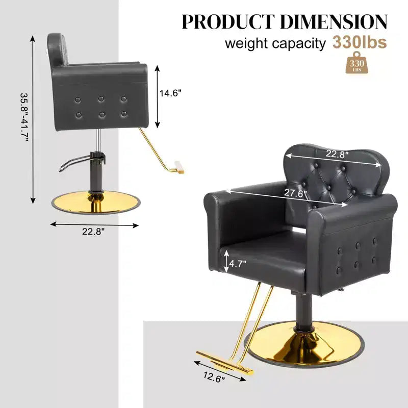 PVC Hydraulic Swivel Salon Chair 27.6"W x 22.8"D x 35.8"H