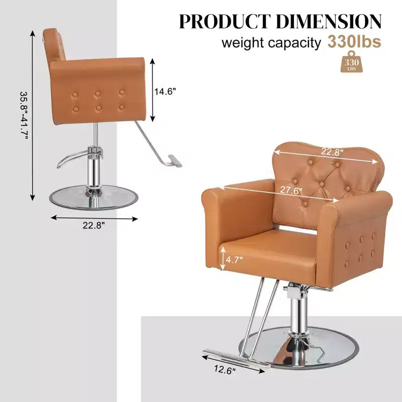 PVC Hydraulic Swivel Salon Chair 27.6"W x 22.8"D x 35.8"H
