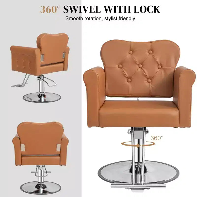PVC Hydraulic Swivel Salon Chair 27.6"W x 22.8"D x 35.8"H