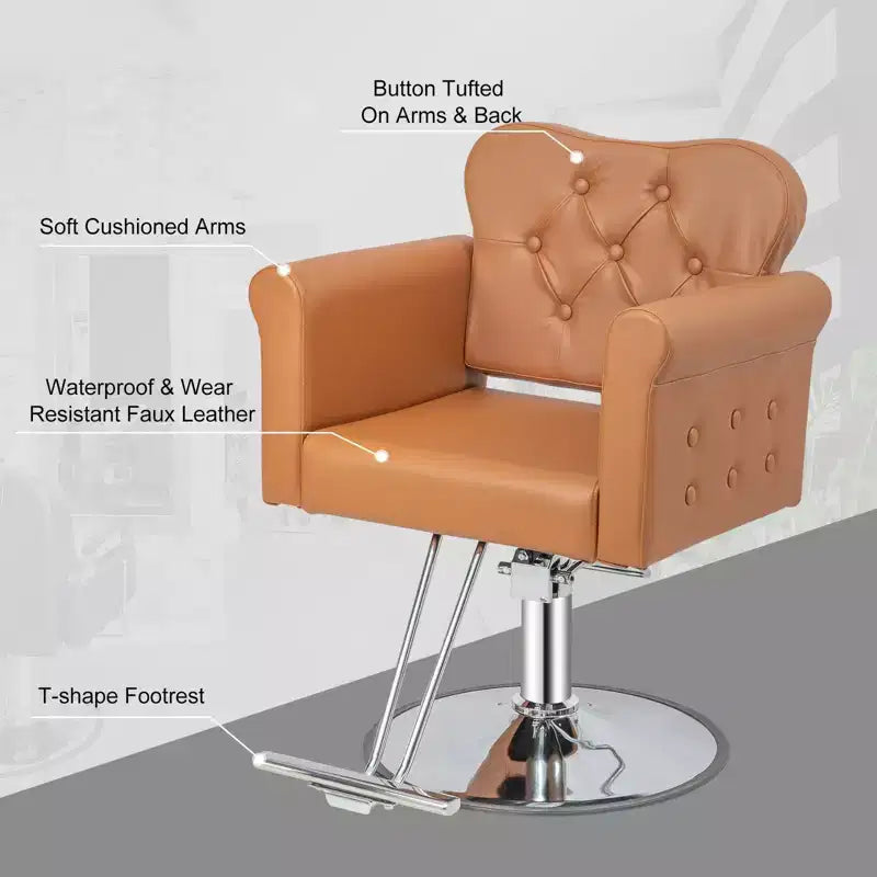PVC Hydraulic Swivel Salon Chair 27.6"W x 22.8"D x 35.8"H