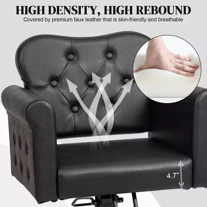 PVC Hydraulic Swivel Salon Chair 27.6"W x 22.8"D x 35.8"H