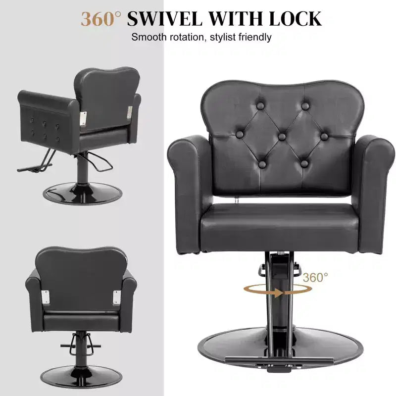 PVC Hydraulic Swivel Salon Chair 27.6"W x 22.8"D x 35.8"H