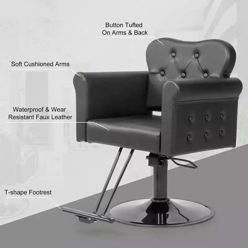 PVC Hydraulic Swivel Salon Chair 27.6"W x 22.8"D x 35.8"H
