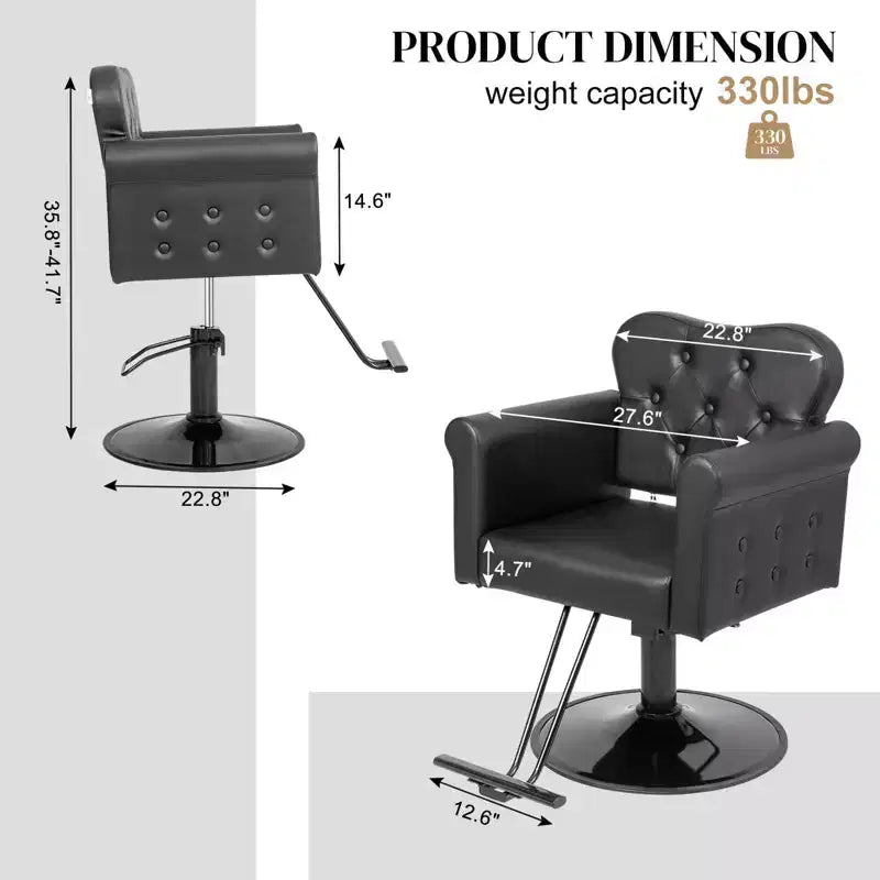 PVC Hydraulic Swivel Salon Chair 27.6"W x 22.8"D x 35.8"H
