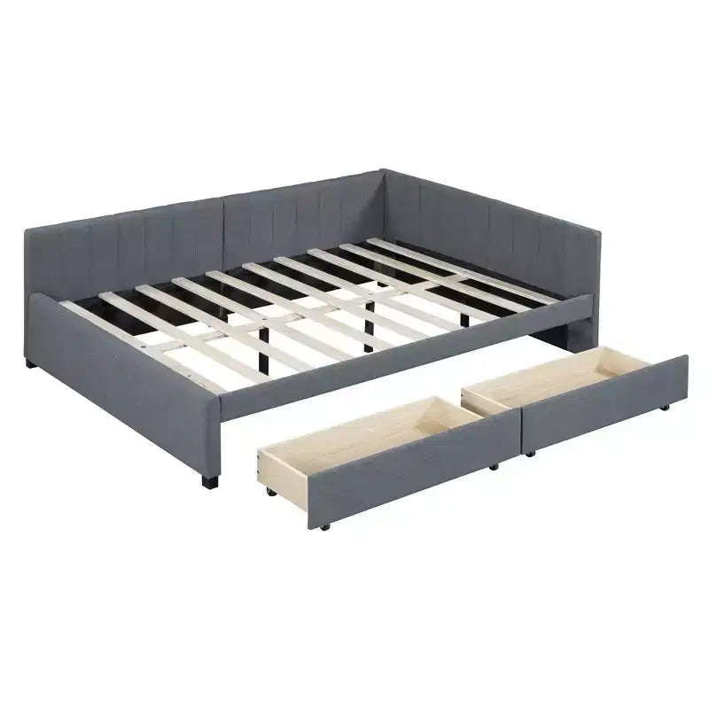 MDF Linen Upholstered Full Daybed with 2 Drawers 78.9"W x 57.9"D x 27.6"H