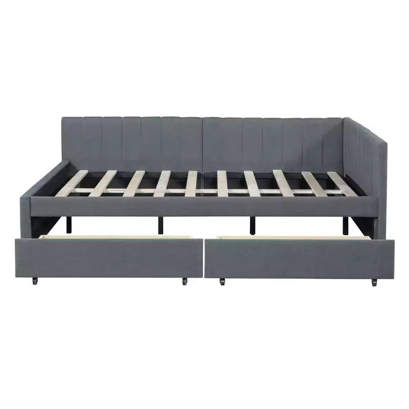 MDF Linen Upholstered Full Daybed with 2 Drawers 78.9"W x 57.9"D x 27.6"H