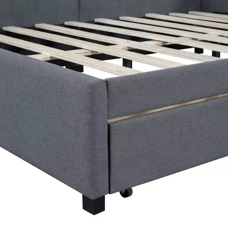 MDF Linen Upholstered Full Daybed with 2 Drawers 78.9"W x 57.9"D x 27.6"H