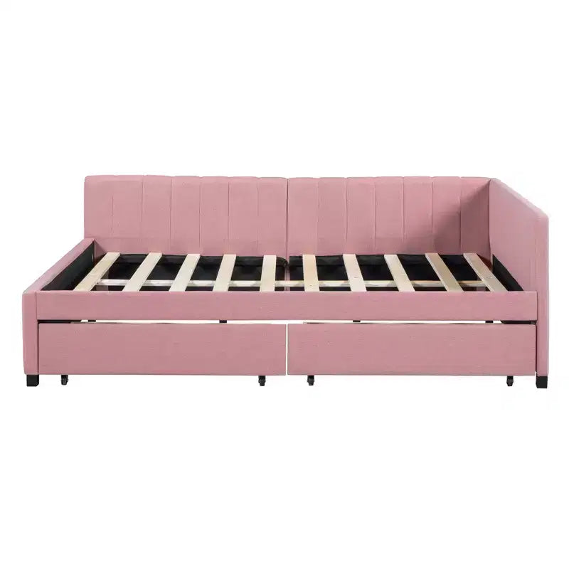 MDF Linen Upholstered Full Daybed with 2 Drawers 78.9"W x 57.9"D x 27.6"H