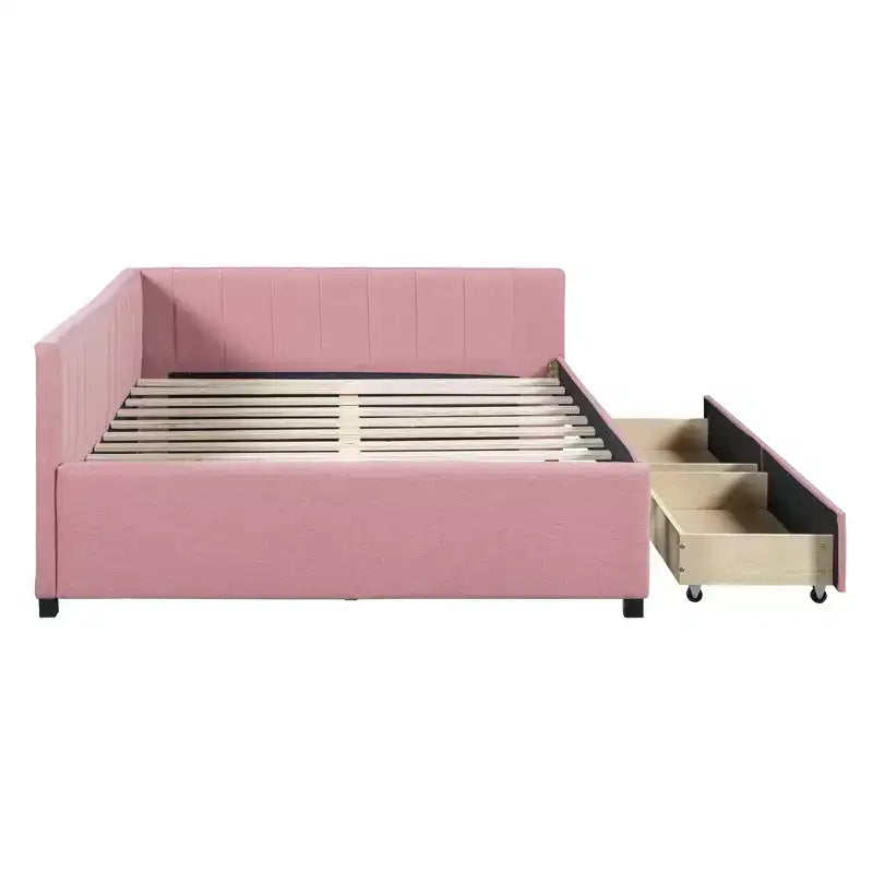 MDF Linen Upholstered Full Daybed with 2 Drawers 78.9"W x 57.9"D x 27.6"H