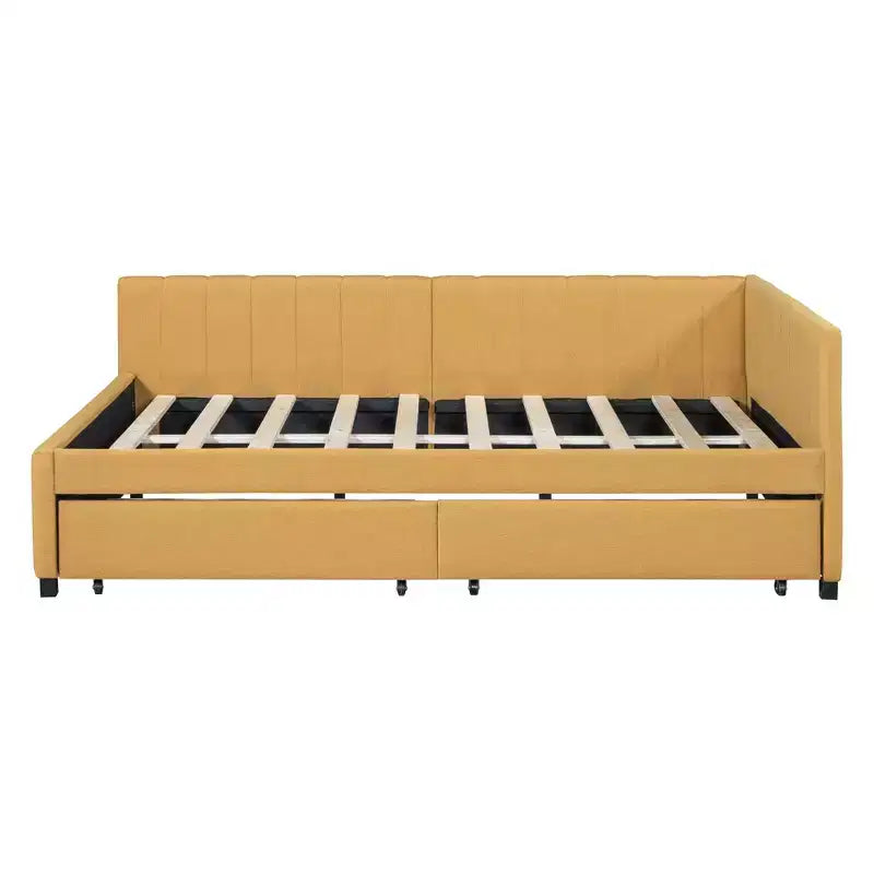 MDF Linen Upholstered Full Daybed with 2 Drawers 78.9"W x 57.9"D x 27.6"H