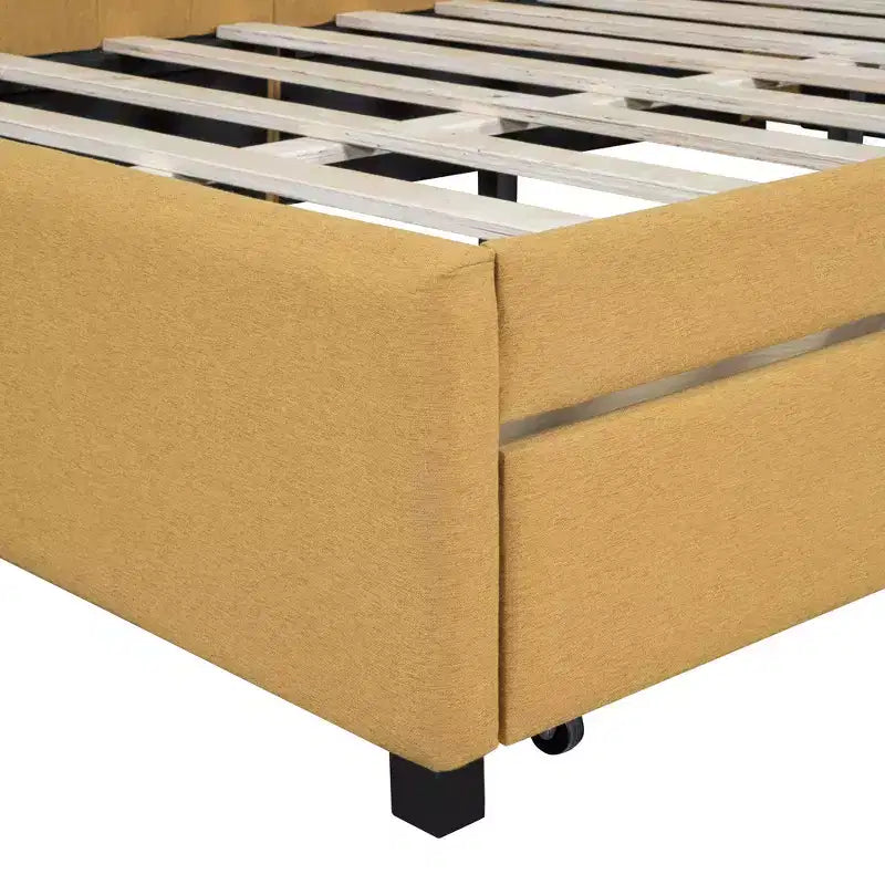 MDF Linen Upholstered Full Daybed with 2 Drawers 78.9"W x 57.9"D x 27.6"H