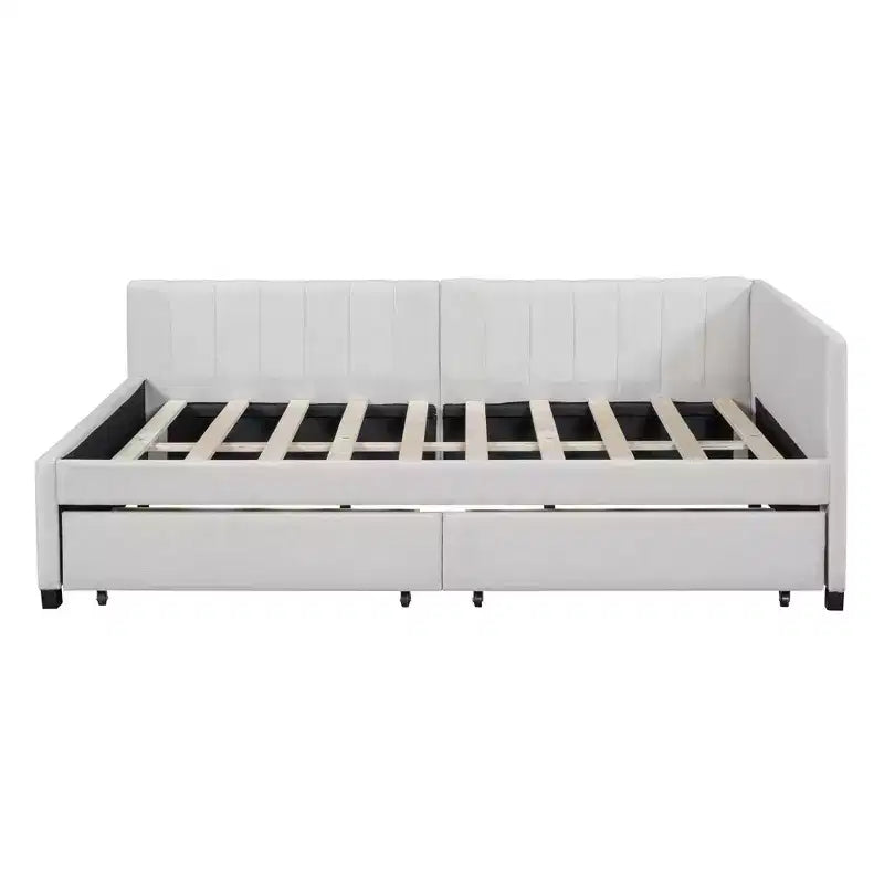 MDF Linen Upholstered Full Daybed with 2 Drawers 78.9"W x 57.9"D x 27.6"H