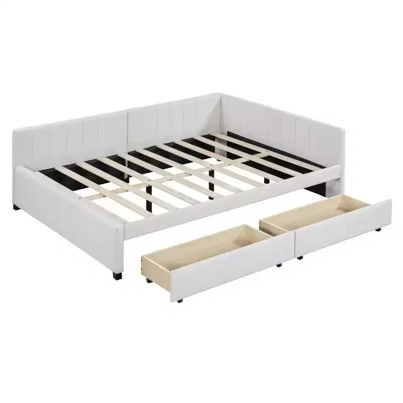 MDF Linen Upholstered Full Daybed with 2 Drawers 78.9"W x 57.9"D x 27.6"H
