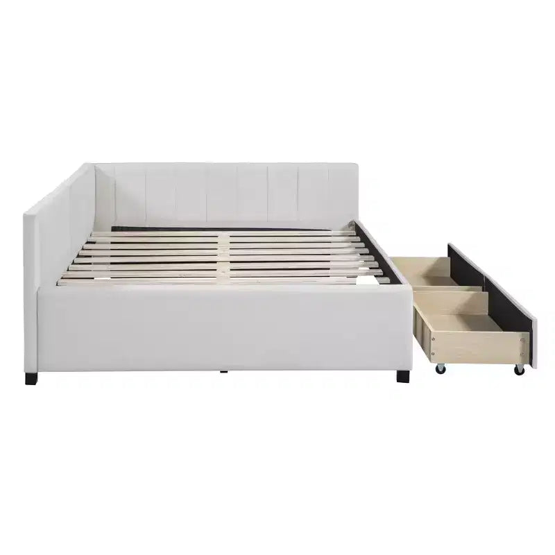 MDF Linen Upholstered Full Daybed with 2 Drawers 78.9"W x 57.9"D x 27.6"H