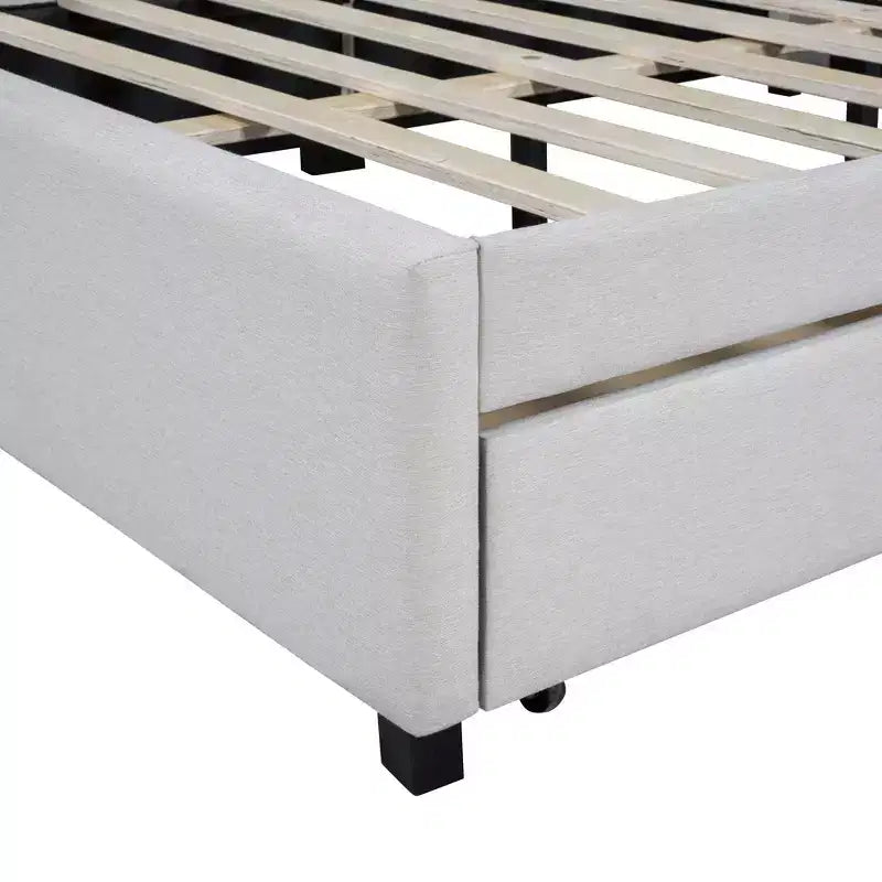 MDF Linen Upholstered Full Daybed with 2 Drawers 78.9"W x 57.9"D x 27.6"H