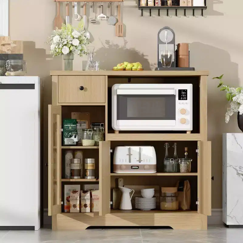 MDF Steel Frame Buffet Cabinet 3 Doors 1 Drawer 35.4"W x 15.7"D x 35"H