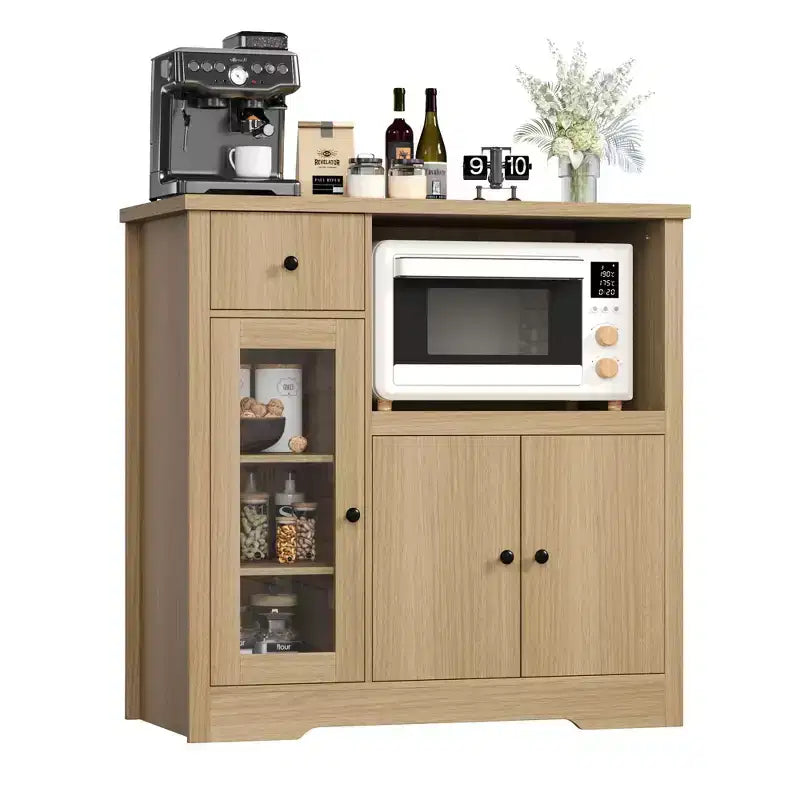 MDF Steel Frame Buffet Cabinet 3 Doors 1 Drawer 35.4"W x 15.7"D x 35"H
