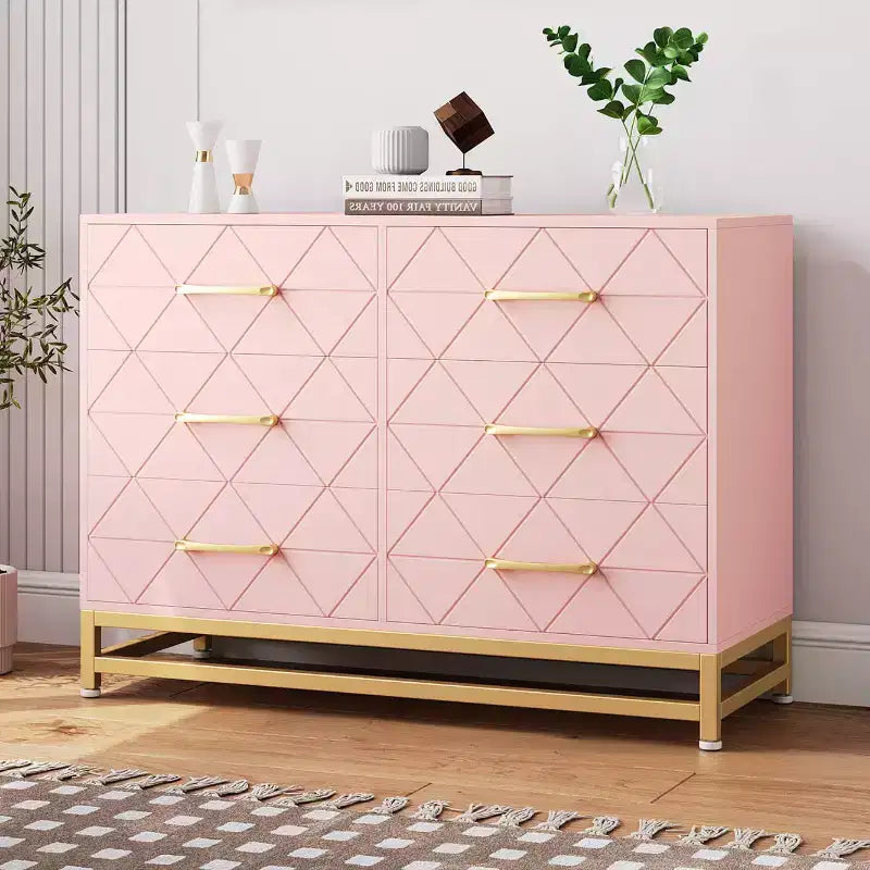 MDF 6-Drawer Dresser with Gold Handles 39.37"W x 15.75"D x 28.74"H