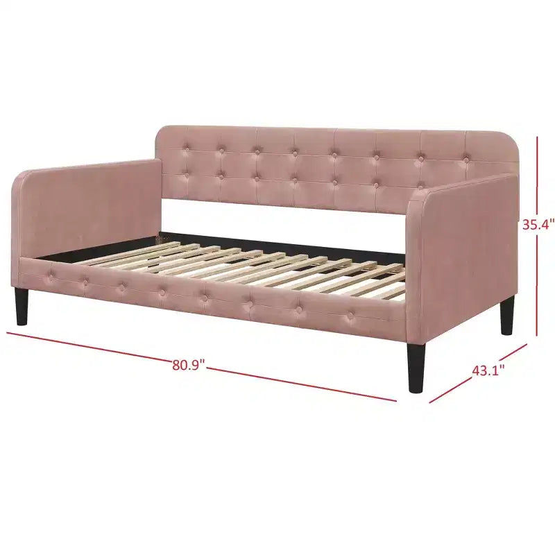 MDF Polyester Velvet Upholstered Twin Daybed 80.9"W x 43.1"D x 35.4"H