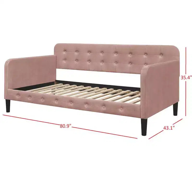 MDF Polyester Velvet Upholstered Twin Daybed 80.9"W x 43.1"D x 35.4"H
