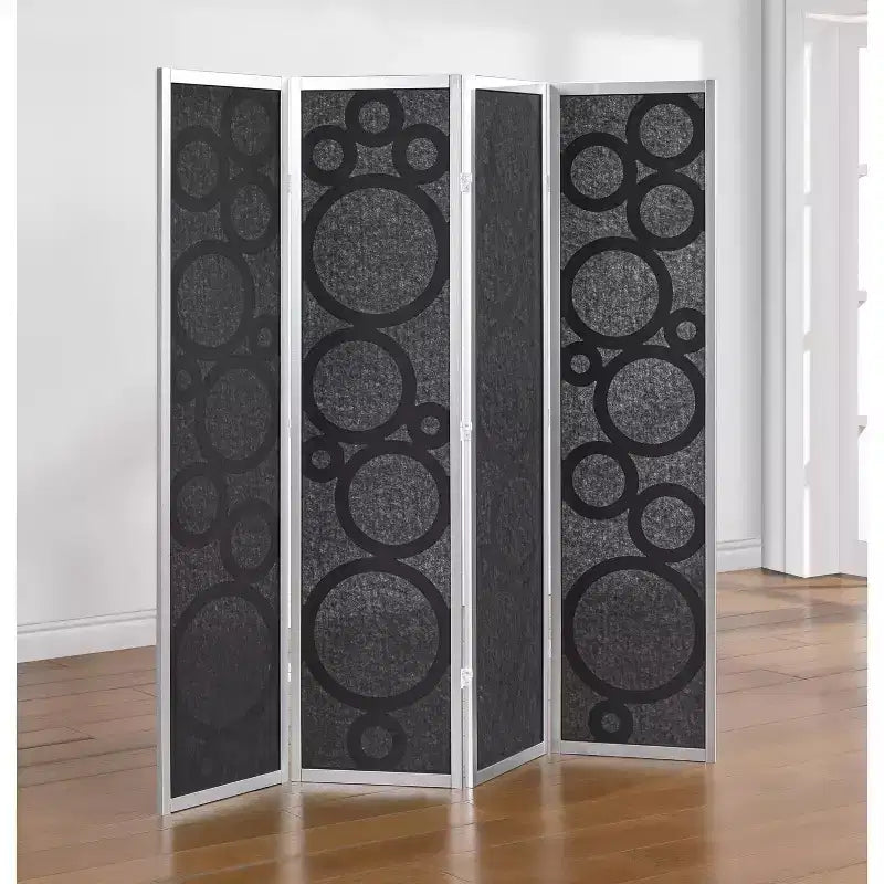 Wood Non-Woven Fabric 4-Panel Folding Room Divider 69.4"W x 70.3"H