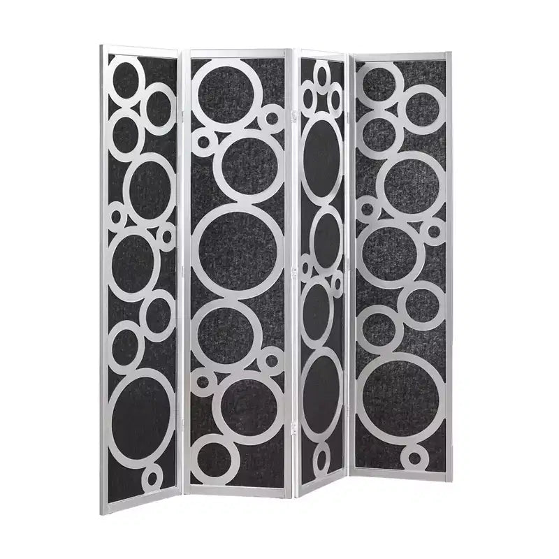 Wood Non-Woven Fabric 4-Panel Folding Room Divider 69.4"W x 70.3"H