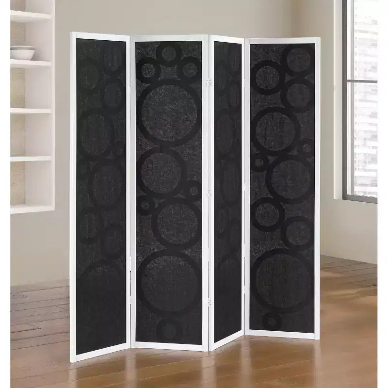 Wood Non-Woven Fabric 4-Panel Folding Room Divider 69.4"W x 70.3"H