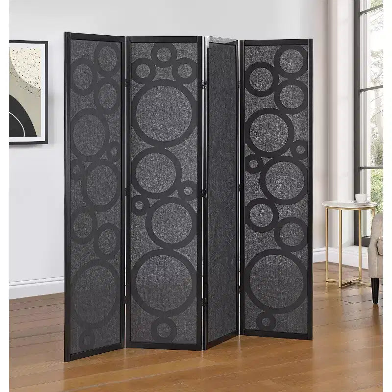 Wood Non-Woven Fabric 4-Panel Folding Room Divider 69.4"W x 70.3"H
