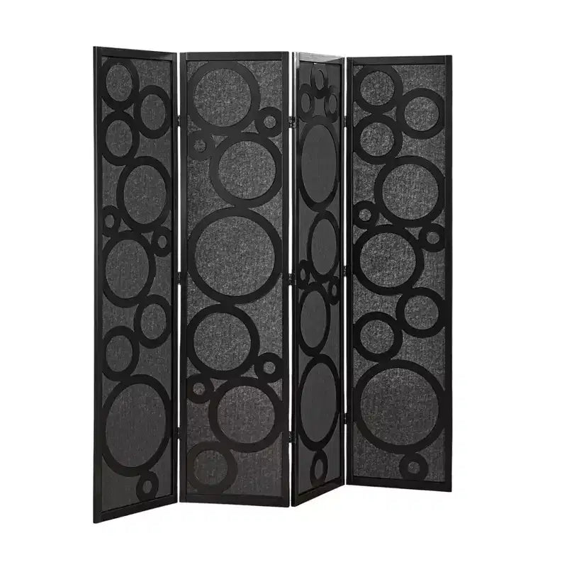 Wood Non-Woven Fabric 4-Panel Folding Room Divider 69.4"W x 70.3"H