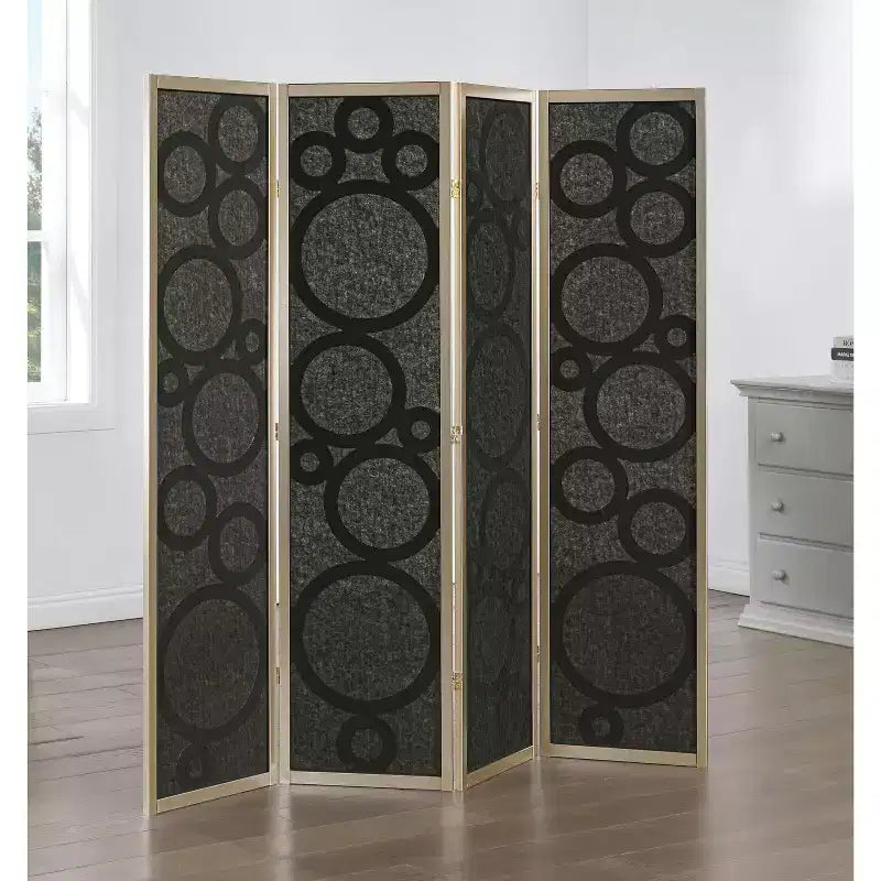 Wood Non-Woven Fabric 4-Panel Folding Room Divider 69.4"W x 70.3"H