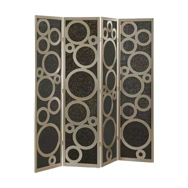 Wood Non-Woven Fabric 4-Panel Folding Room Divider 69.4"W x 70.3"H
