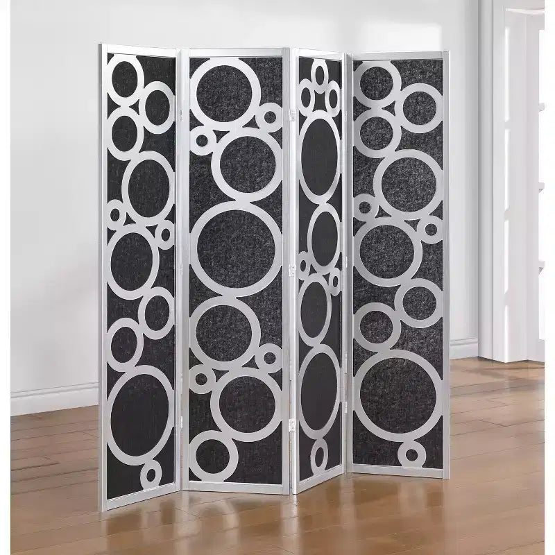 Wood Non-Woven Fabric 4-Panel Folding Room Divider 69.4"W x 70.3"H