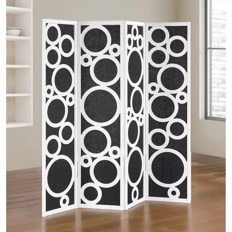 Wood Non-Woven Fabric 4-Panel Folding Room Divider 69.4"W x 70.3"H