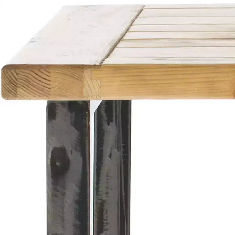 Fir Wood Metal Frame End Table 25.1"W x 25.1"D x 24"H