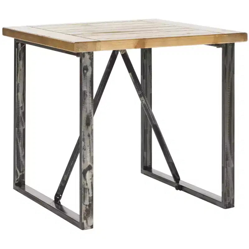 Fir Wood Metal Frame End Table 25.1"W x 25.1"D x 24"H